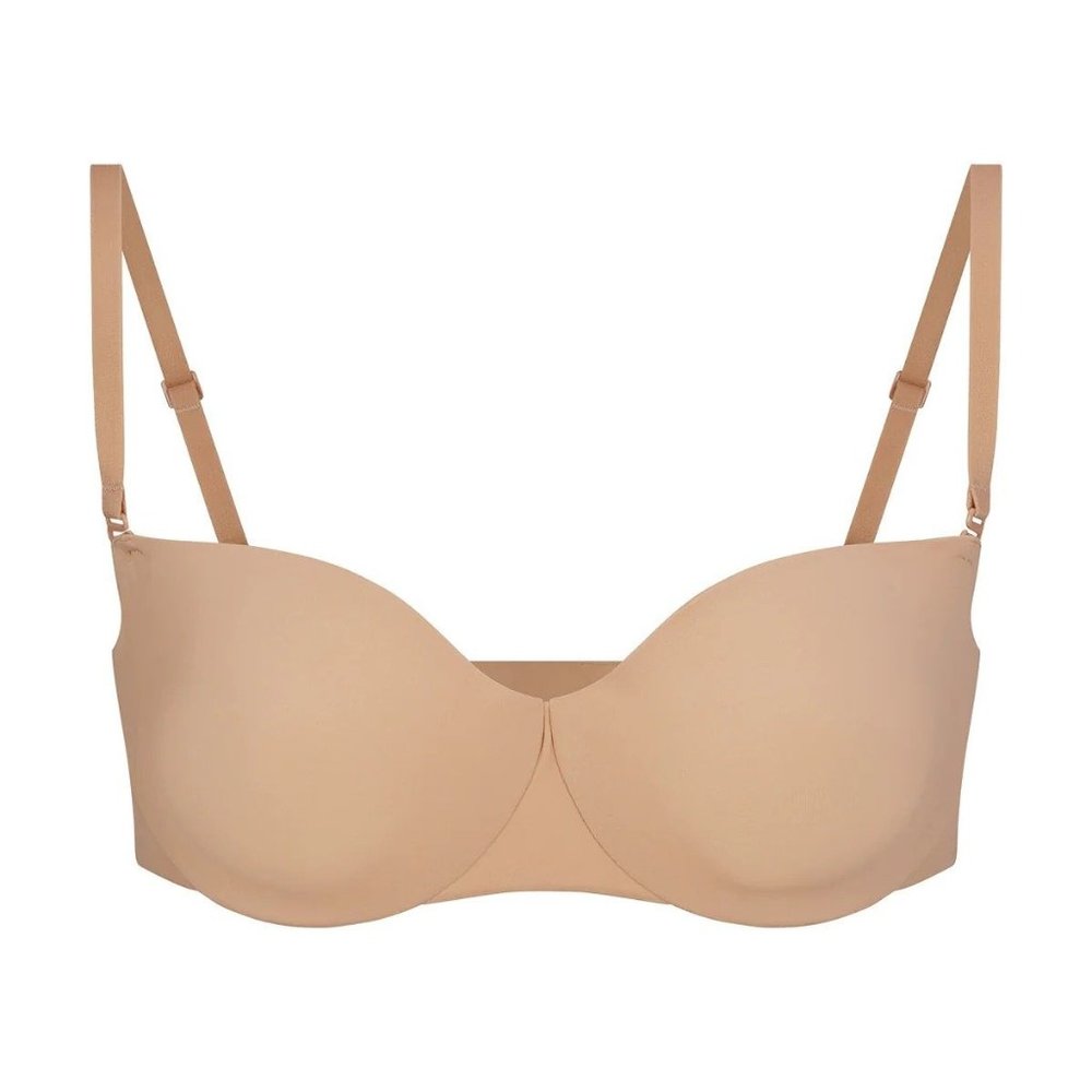 SKIMS Smoothing Strapless Unlined Bra in Clay Beige Sz 36A/34B/32C